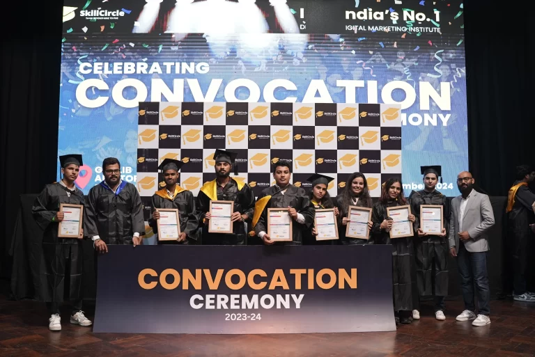 Graduates lined up on stage at the SkillCircle convocation ceremony