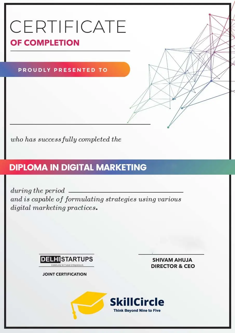 Sample SkillCircle Diploma in Digital Marketing certificate of completion